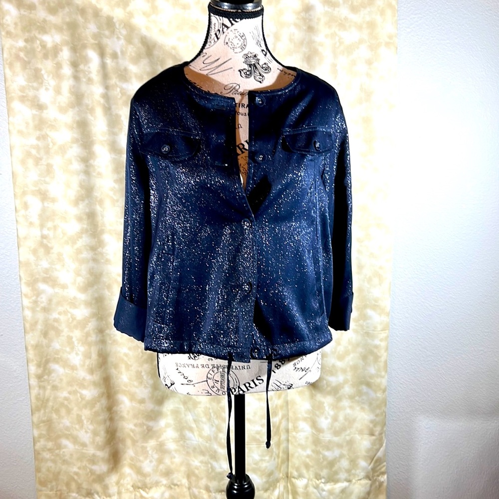 Dark blue Metallic shine detail. Half jacket .